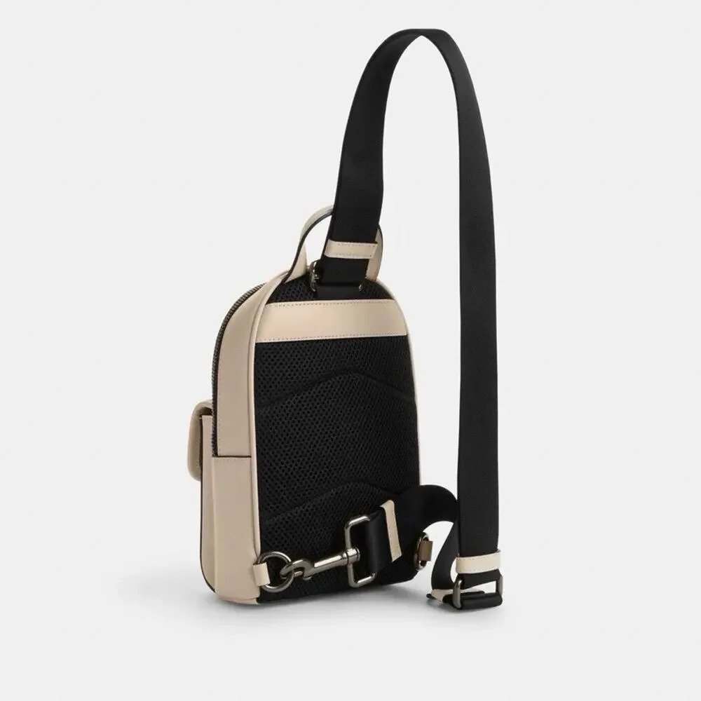 NWT COACH Small Turnlock Sling Pack Smooth Leather Backpack Bag Ivory CAJ28 - Picture 10 of 11